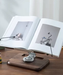 Rotating Lifting Black Walnut Aluminum Alloy Reading Bookshelf Notebook Stand