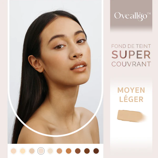 Oveallgo Fond de teint super couvrant avec pinceau de polissage