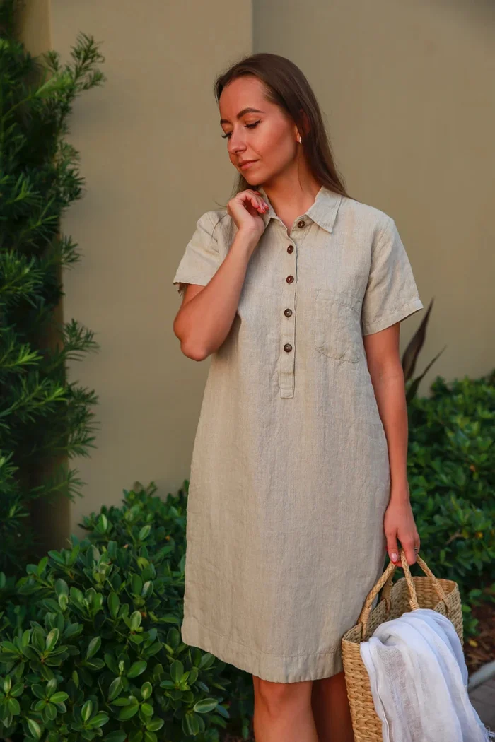 Cotton and linen pocket dress