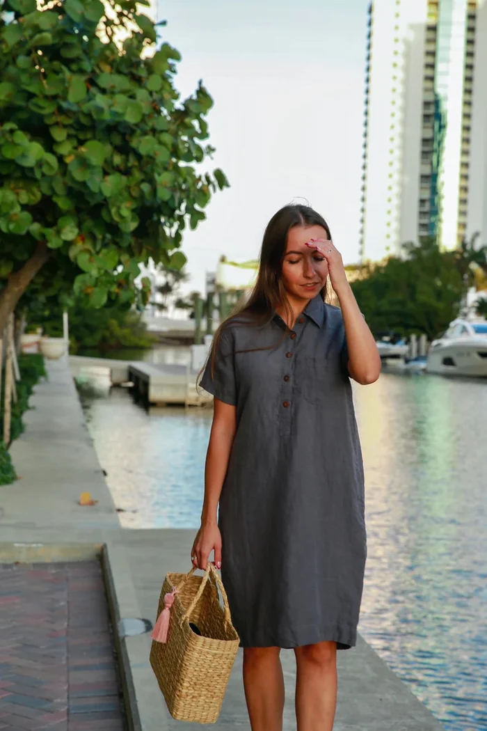 Cotton and linen pocket dress