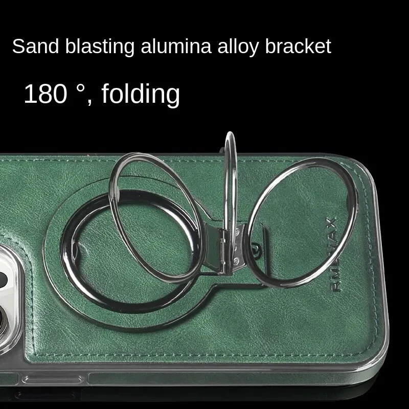 Luxury Leather Invisible Stand iPhone Case - Image 4