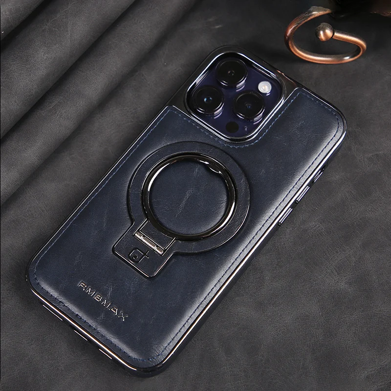 Luxury Leather Invisible Stand iPhone Case - Image 12