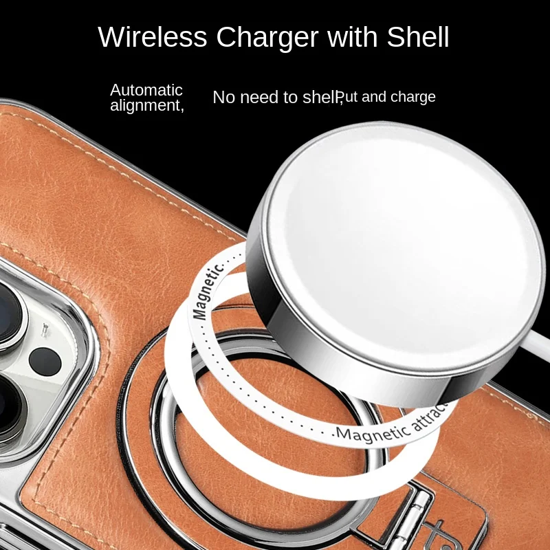 Luxury Leather Invisible Stand iPhone Case - Image 11