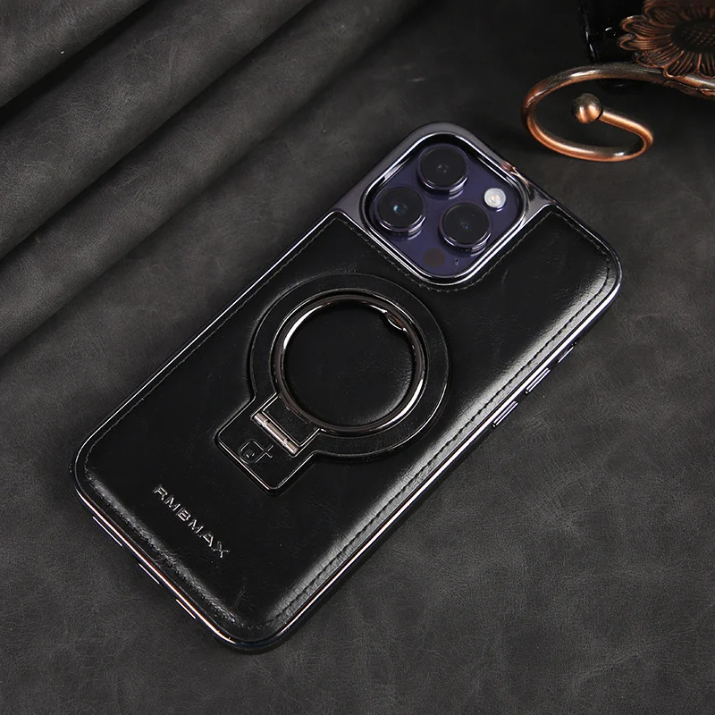 Luxury Leather Invisible Stand iPhone Case - Image 9