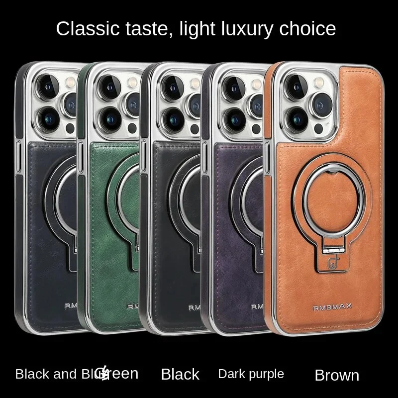 Luxury Leather Invisible Stand iPhone Case - Image 2