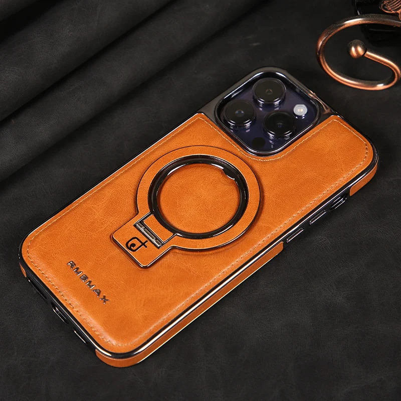 Luxury Leather Invisible Stand iPhone Case - Image 8