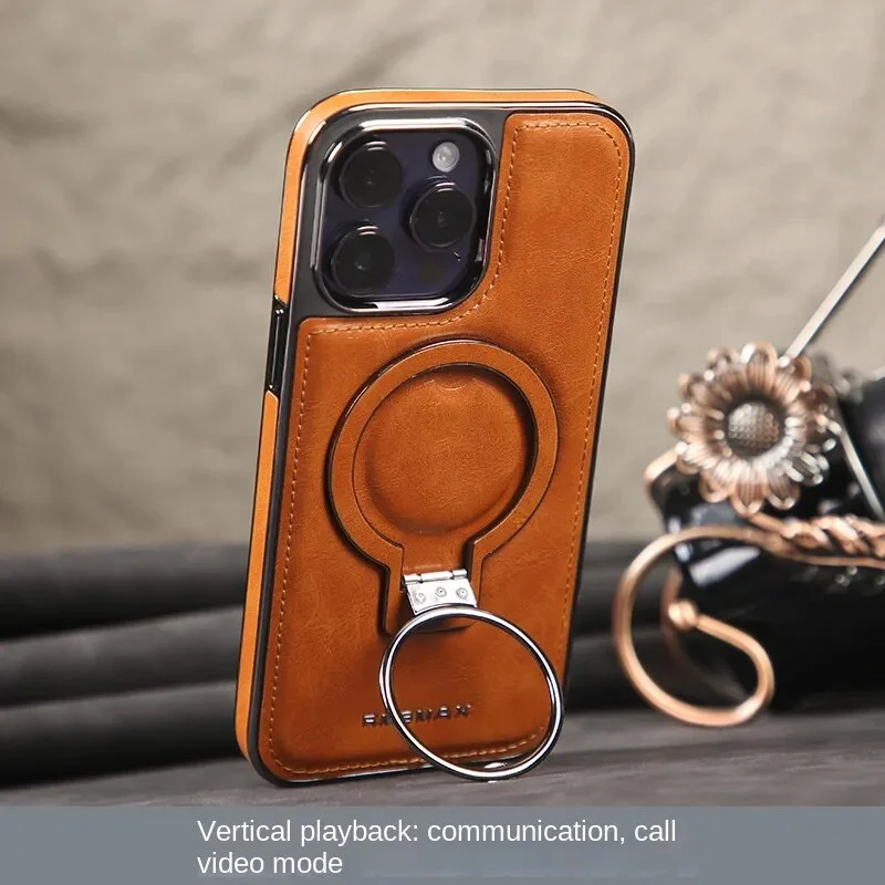 Luxury Leather Invisible Stand iPhone Case - Image 3