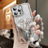 iPhone case with silver rhinestone heart
