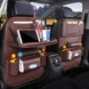 Car Back Seat Leather Organizer Storage Bag with Foldable Table