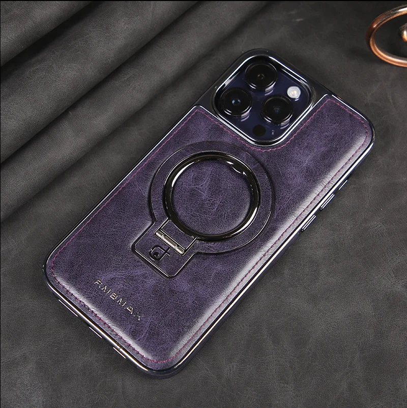Luxury Leather Invisible Stand iPhone Case - Image 6