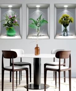 3D Flowers Vase Wall Sticker