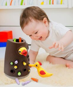 Woodpecker Magnetic Catching Bug Animal Feeding Toys