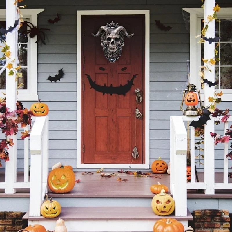 Horned Skull Statues Hanging Door Knocker