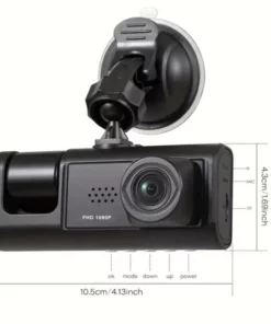 Dash Cam W/ IR Night Vision Loop Recording & 2 IPS Screen 1080P 3 Camera