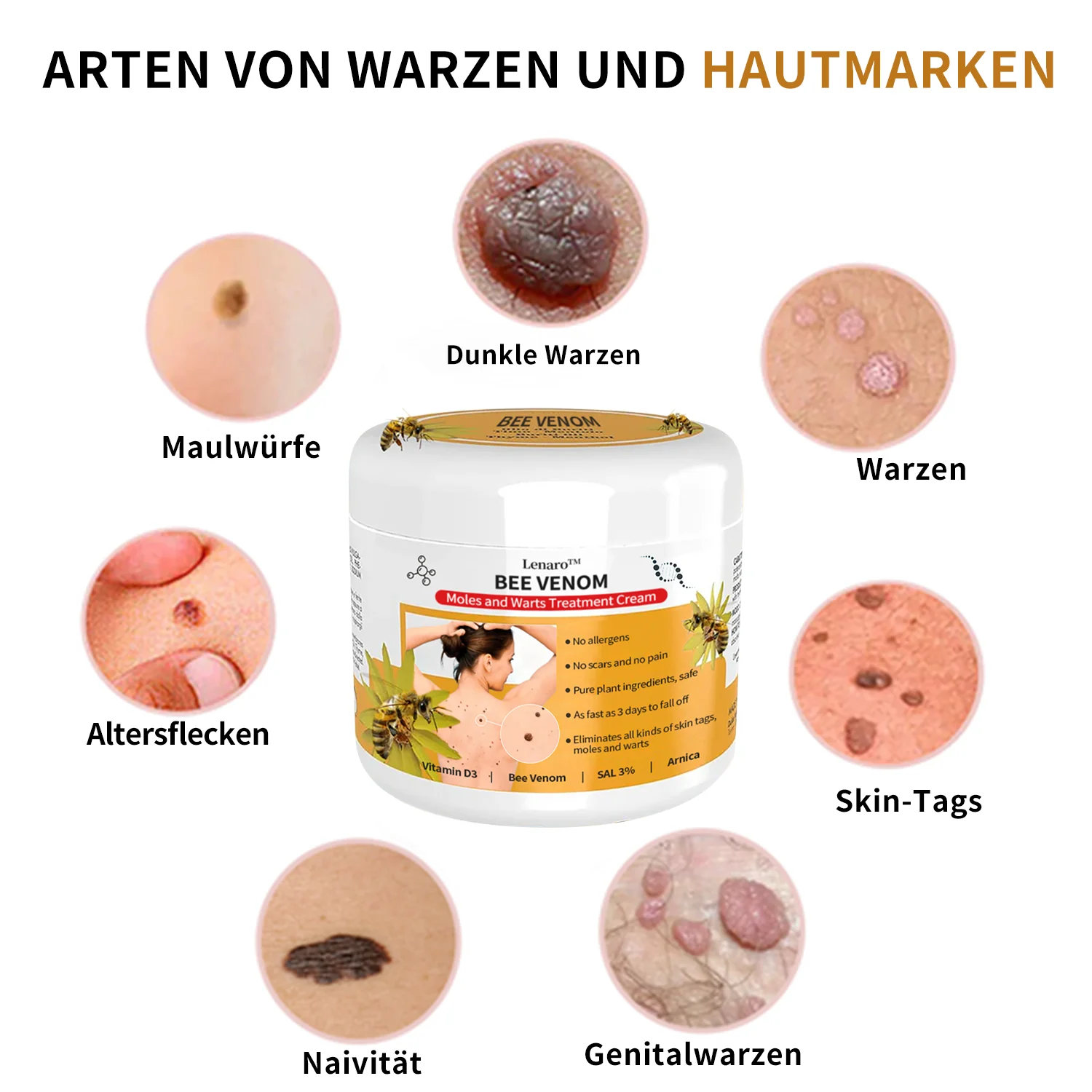 Lenaro™ Bienengift Maulwurf und Warze Behandlung Creme - Image 5