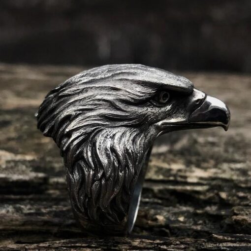 The eagle sterling silver ring -Biker ring