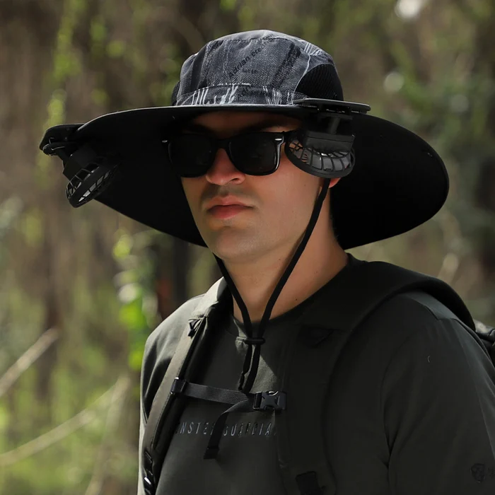 Wide Brim Solar Fan Outdoor Fishing Hat-Solar & USB Charging - Image 15