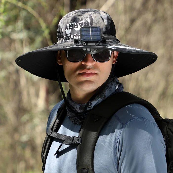 Wide Brim Solar Fan Outdoor Fishing Hat-Solar & USB Charging - Image 11