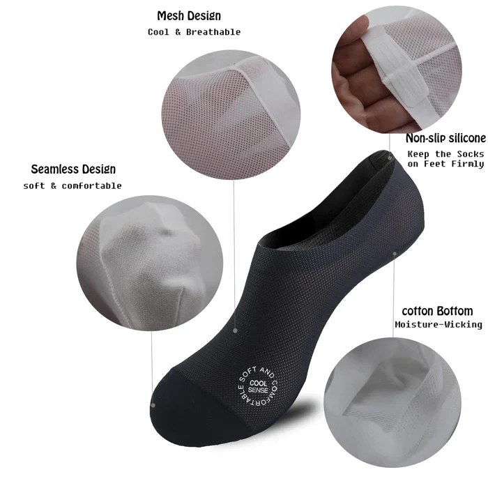 Ultra Thin Liner Socks Non Slip ComBed Cotton No Show Socks - Image 8