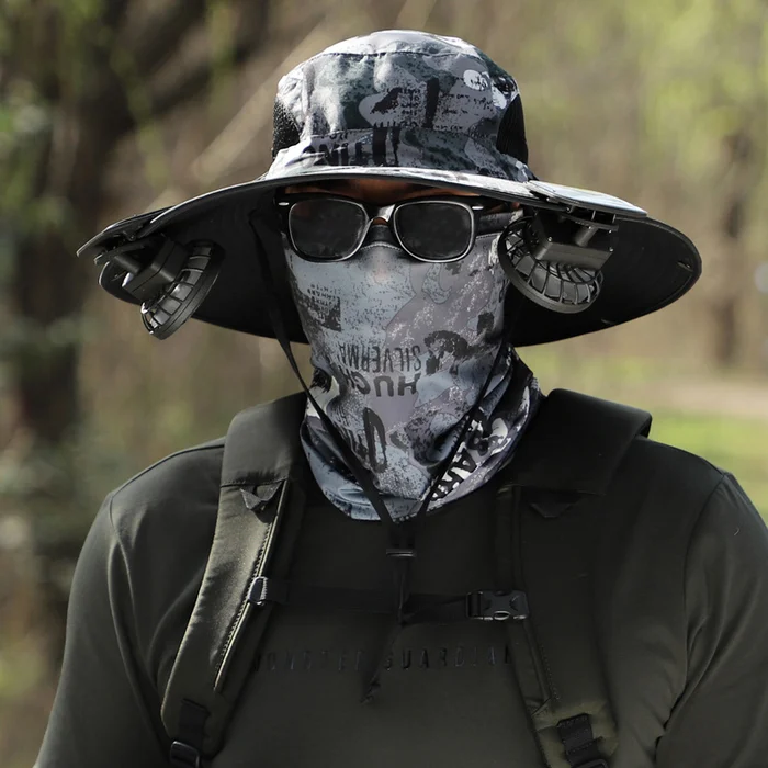 Wide Brim Solar Fan Outdoor Fishing Hat-Solar & USB Charging - Image 6