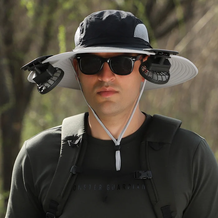 Wide Brim Solar Fan Outdoor Fishing Hat-Solar & USB Charging - Image 5