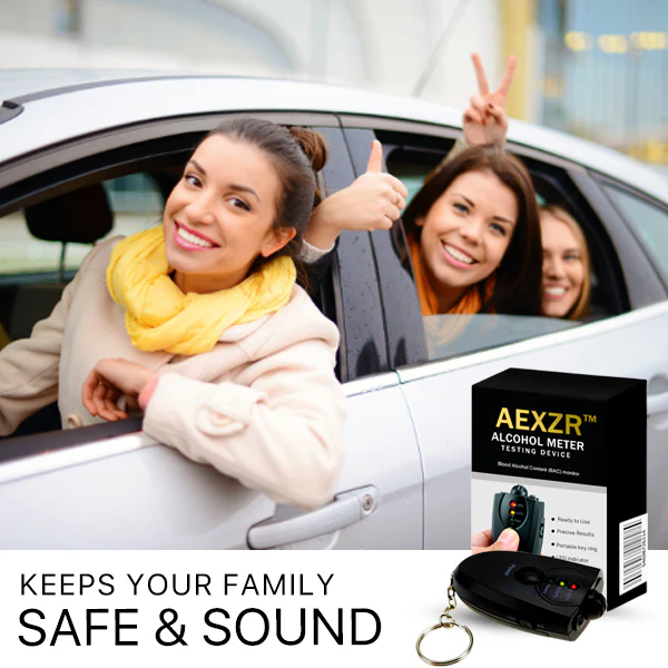 Draagbaar en maklik te brûken AEXZR ™ Alcohol Meter Testing Device foar kontrôle fan alkoholnivo.