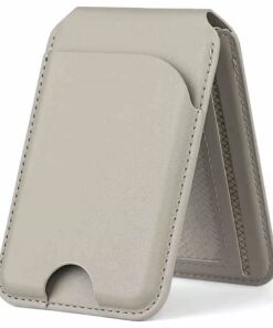 Adjustable Leather Wallet Stand offers secure magnetic attachment for your iPhone.