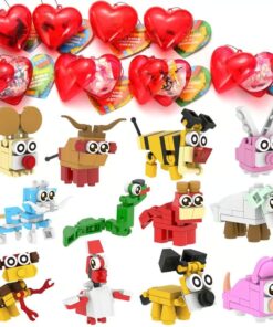 Play, build, and share love with Animal Building Blocks, a fun Valentine's Day gift with 24 animal blocks and a heart-shaped box.