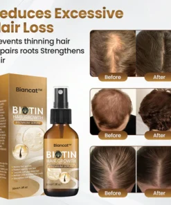 Feel the difference with thicker, healthier hair using Biancat™ Biotin Hair Growth Premium Serum.