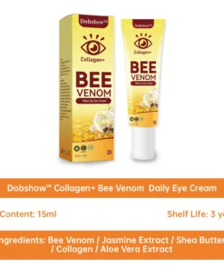 Dobshow™ Collagen+ Bee Venom Daily Wake Up Eye Cream reduces dark circles and puffiness for a refreshed look.