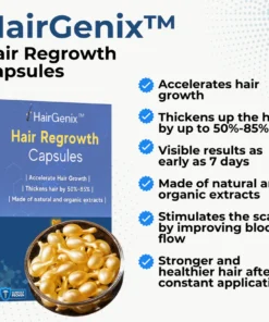 HairGenix™ Hair Regrowth Capsules enrich hair with essential nutrients for thicker, healthier strands.