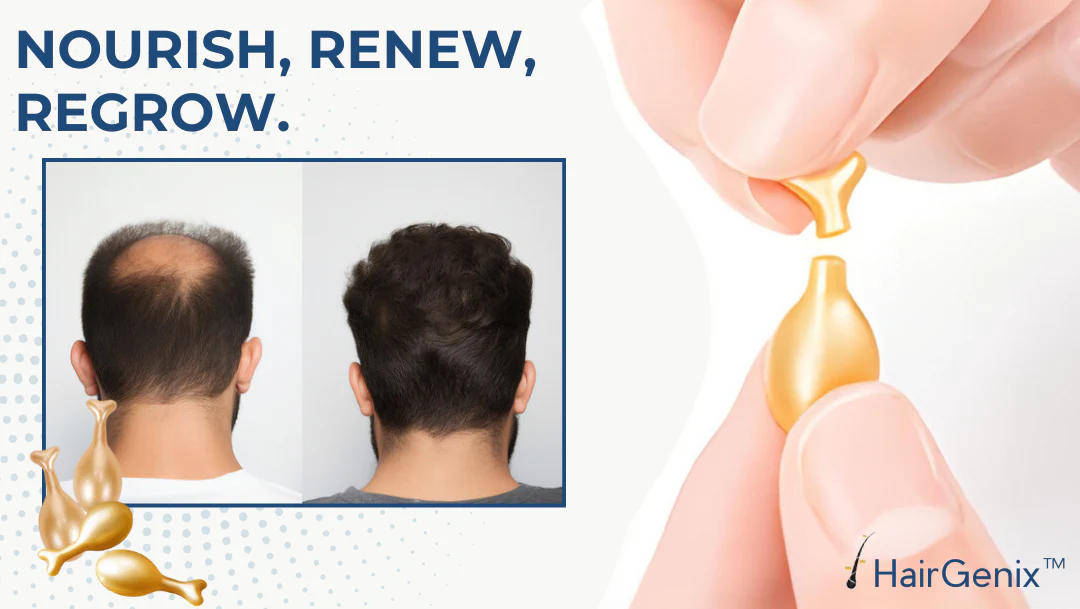 HairGenix™ Hair Regrowth Capsules extend the hair growth phase for stronger, fuller hair.