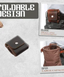 Foldable Handmade Cowhide Canvas Pouch, ideal for carrying hiking gear.