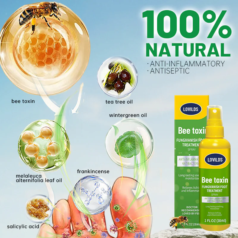 Heal foot wounds quickly with LOVILDS™ Royal Jelly MushroomVanish Foot Treatment Spray.