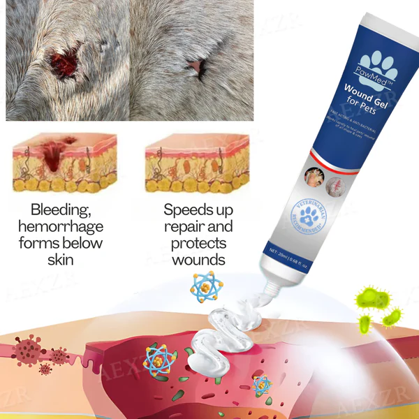 PawMed™ Wound Gel for Pets promotes tissue repair and reduces scarring with its gentle formula.