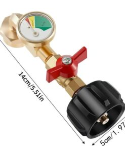 Propane Refill Adapter with Valve & Gauge – Durable brass construction ensures leak-free performance.