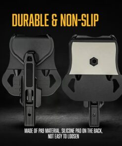 The Quick Access Leather Holster provides secure and convenient carry, with an ambidextrous design for both left and right-handed users.