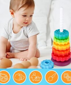 Rainbow Stacking Toy for Toddlers – Sturdy, BPA-free toy for safe play.