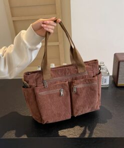 Solid Color Zipper Everything Tote Bags – A stylish and functional daily bag with multiple pockets and secure zipper fastening.