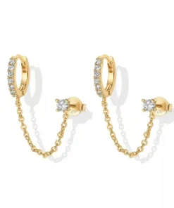 Chained Huggie Hoop Earrings