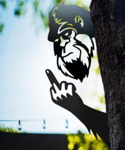 Peeking Bigfoot Flipping Off Sign