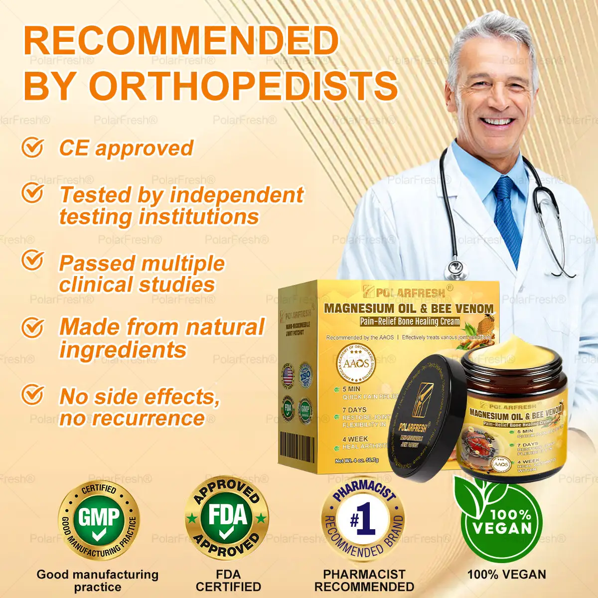 💧🐝PolarFresh® Magnesium Oil & Bee Venom Pain-Relief Bone Healing Cream👨⚕️Approved by the American Academy of Orthopaedic Surgeons (AAOS)