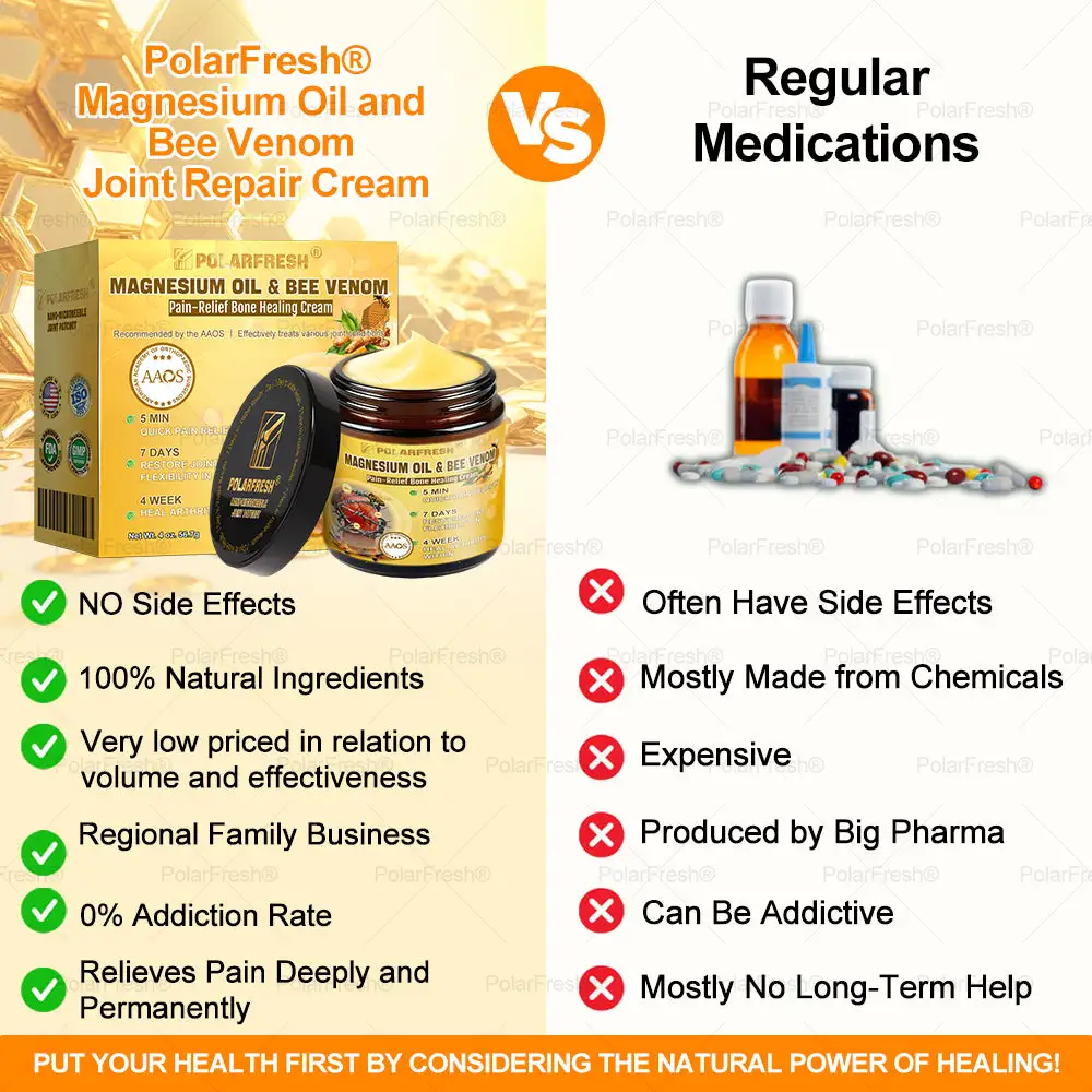 💧🐝PolarFresh® Magnesium Oil & Bee Venom Pain-Relief Bone Healing Cream👨⚕️Approved by the American Academy of Orthopaedic Surgeons (AAOS)