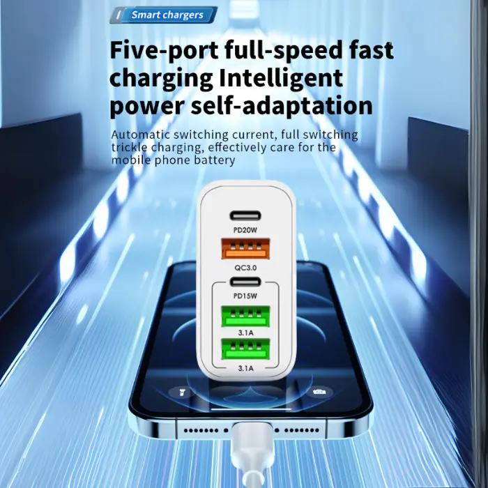 NOWORDUP® GaN 65W Intelligent Charger (3*USB-C +2*PD Type C)