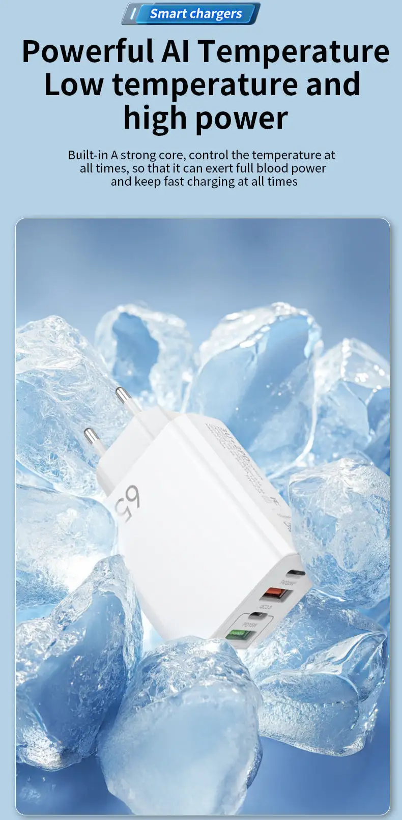 NOWORDUP® GaN 65W Intelligent Charger (3*USB-C +2*PD Type C)