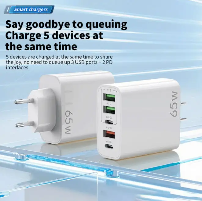 NOWORDUP® GaN 65W Intelligent Charger (3*USB-C +2*PD Type C)